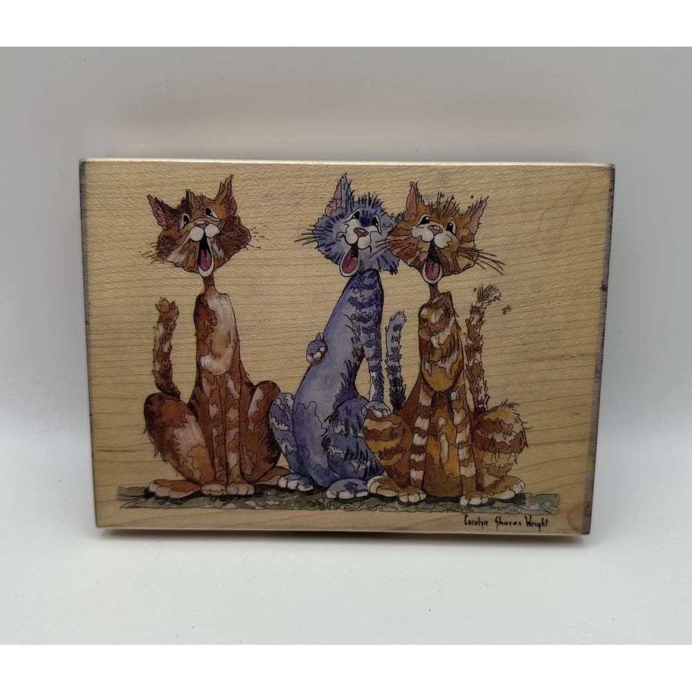 Stamps Happen Carolyn Shores Wright Kitty Chorus 90157 Wood Mount Rubber Stamp